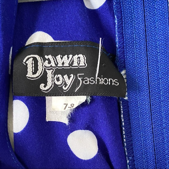 Vintage 70s Royal Blue Polka Dot Square Neck 100% Rayon Maxi Dress | XS - Picture 5 of 12